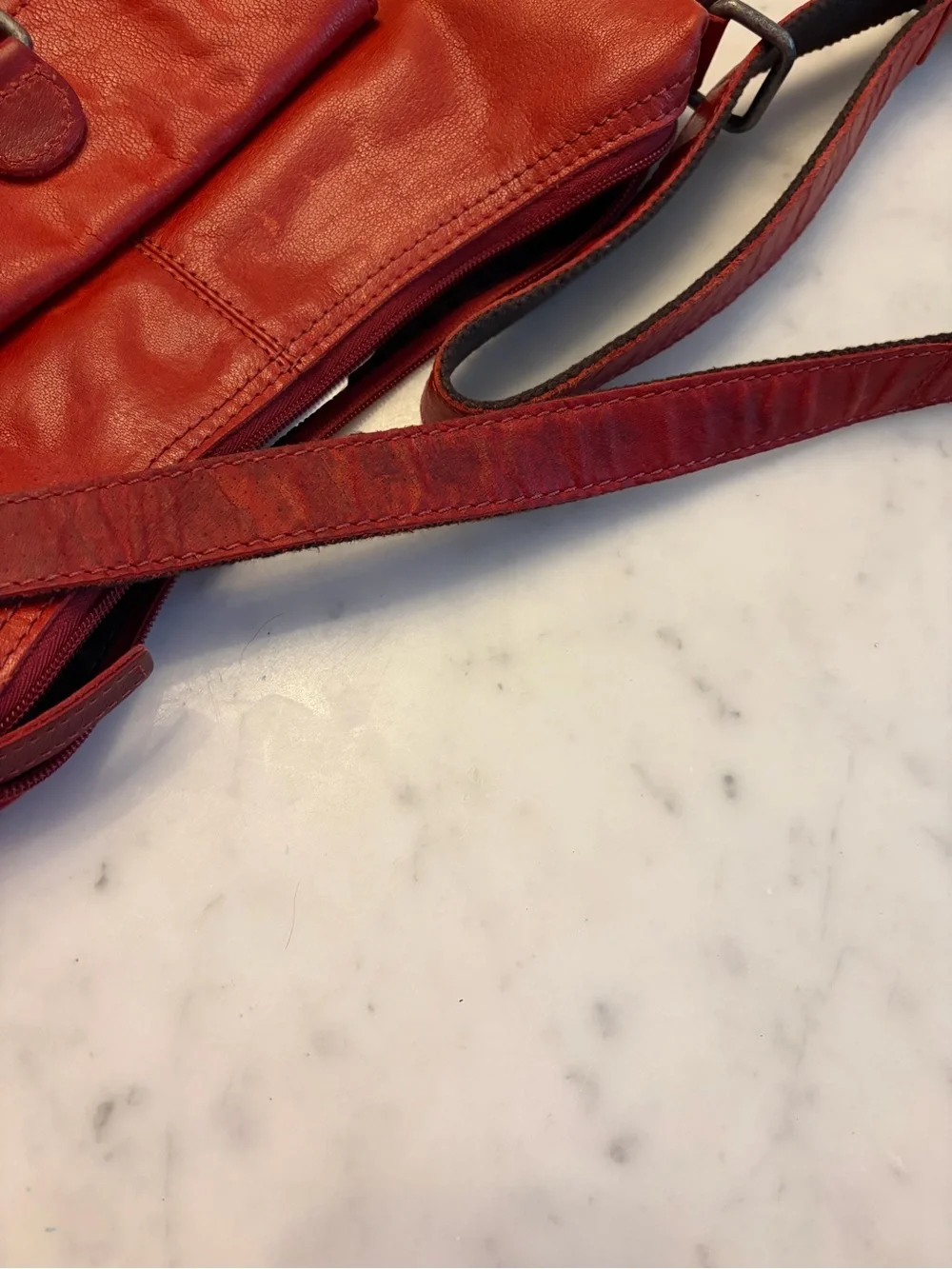 Jack‎ Georges Red Leather Voyager Crossbody Bag with Front Pocket